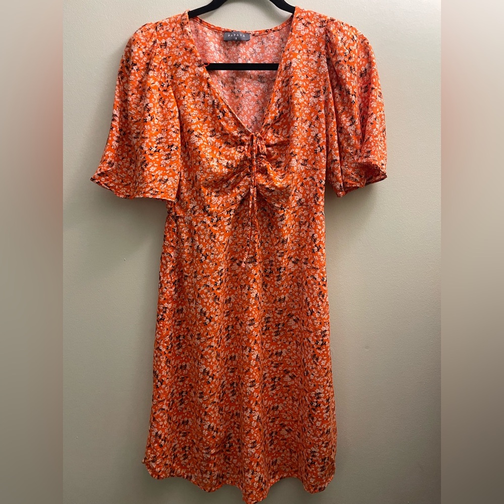 Womens Papaya Brand Floral Dress size 8 Orange Rayon